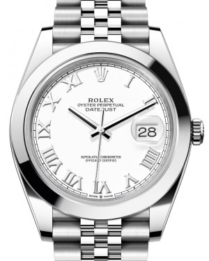 Rolex Datejust 41 Stainless Steel White Roman Dial Smooth Bezel Jubilee Bracelet 126300 - BRAND NEW