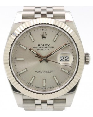 Rolex Datejust 41 White Gold/Steel Silver Index Dial Fluted Bezel Jubilee Bracelet 126334 - PRE-OWNED 