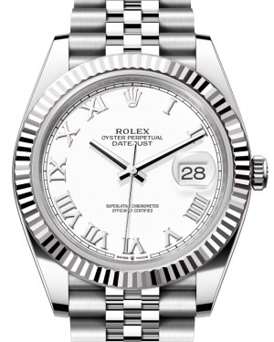 Rolex Datejust 41 White Gold/Steel White Roman Dial Fluted Bezel Jubilee Bracelet 126334 - BRAND NEW