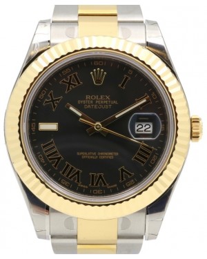 Rolex Datejust II 116333 Black Roman Index 9 41mm Yellow Gold Stainless Steel - BRAND NEW