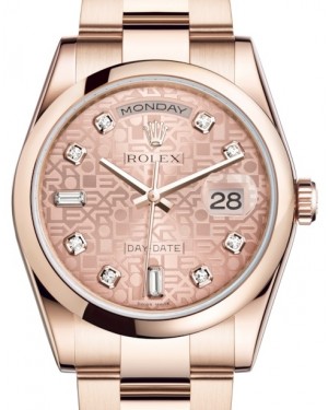Rolex Day-Date 36 Rose Gold Pink Jubilee Diamond Dial & Smooth Domed Bezel Oyster Bracelet 118205 - BRAND NEW