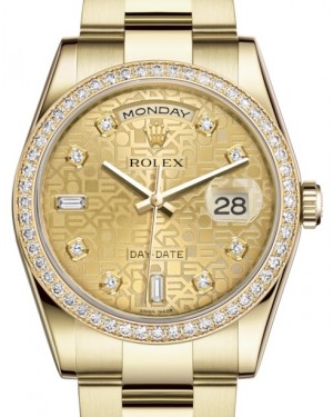 Rolex Day-Date 36 Yellow Gold Champagne Jubilee Diamond Dial & Diamond Bezel Oyster Bracelet 118348 - BRAND NEW