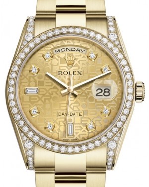 Rolex Day-Date 36 Yellow Gold Champagne Jubilee Diamond Dial & Diamond Set Case & Bezel Oyster Bracelet 118388 - BRAND NEW