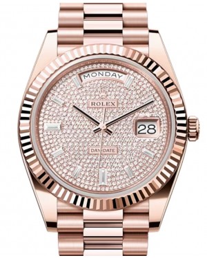 Rolex Day-Date 40 President Rose Gold Diamond Pave Dial 228235
