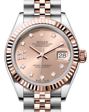Rolex Lady Datejust 28 Rose Gold/Steel Rose Diamond IX Dial & Fluted Bezel Jubilee Bracelet 279171 - BRAND NEW