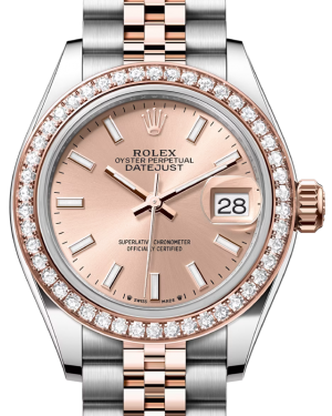 Rolex Lady Datejust 28 Rose Gold/Steel Rose Index Dial & Diamond Bezel Jubilee Bracelet 279381RBR - BRAND NEW