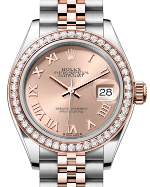 Rolex Lady Datejust 28 Rose Gold/Steel Rose Roman Dial & Diamond Bezel Jubilee Bracelet 279381RBR - BRAND NEW