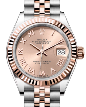 Rolex Lady Datejust 28 Rose Gold/Steel Rose Roman Dial & Fluted Bezel Jubilee Bracelet 279171 - BRAND NEW