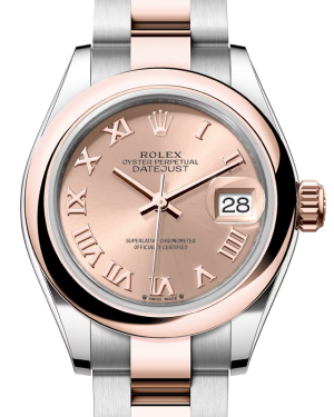 Rolex Lady Datejust 28 Rose Gold/Steel Rose Roman Dial & Smooth Domed Bezel Oyster Bracelet 279161 - BRAND NEW