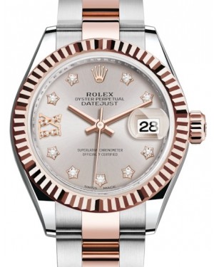 Rolex Lady Datejust 28 Rose Gold/Steel Sundust Diamond IX Dial & Fluted Bezel Oyster Bracelet 279171 - BRAND NEW