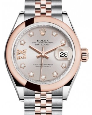 Rolex Lady Datejust 28 Rose Gold/Steel Sundust Diamond IX Dial & Smooth Domed Bezel Jubilee Bracelet 279161 - BRAND NEW