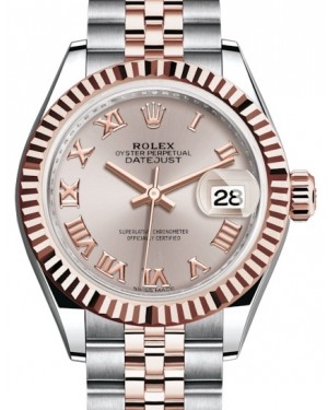 Rolex Lady Datejust 28 Rose Gold/Steel Sundust Roman Dial & Fluted Bezel Jubilee Bracelet 279171 - BRAND NEW