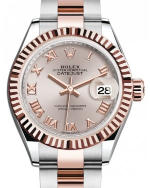 Rolex Lady Datejust 28 Rose Gold/Steel Sundust Roman Dial & Fluted Bezel Oyster Bracelet 279171 - BRAND NEW