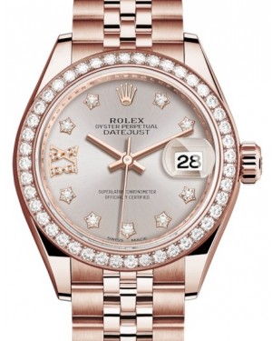 Rolex Lady Datejust 28 Rose Gold Sundust Diamond IX Dial & Diamond Bezel Jubilee Bracelet 279135RBR - BRAND NEW