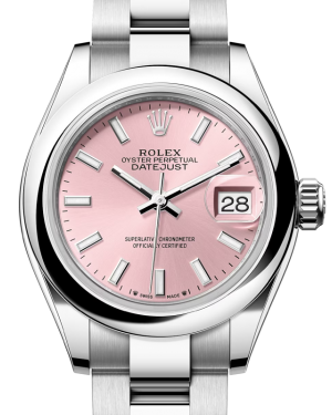Rolex Lady Datejust 28 Stainless Steel Pink Index Dial & Smooth Domed Bezel Oyster Bracelet 279160 - BRAND NEW