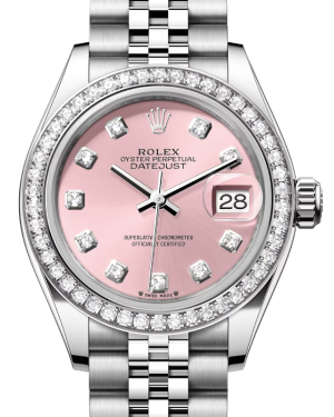 Rolex Lady Datejust 28 White Gold/Steel Pink Diamond Dial & Diamond Bezel Jubilee Bracelet 279384RBR - BRAND NEW