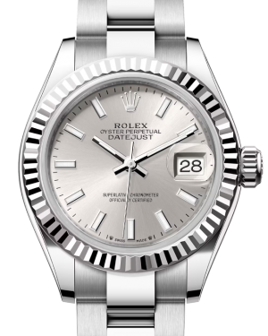 Rolex Lady Datejust 28 White Gold/Steel Silver Index Dial & Fluted Bezel Oyster Bracelet 279174 - BRAND NEW