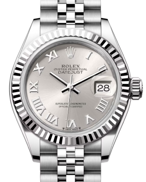 Rolex Lady Datejust 28 White Gold/Steel Silver Roman Dial & Fluted Bezel Jubilee Bracelet 279174 - BRAND NEW
