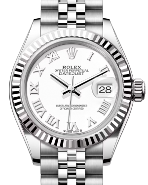 Rolex Lady Datejust 28 White Gold/Steel White Roman Dial & Fluted Bezel Jubilee Bracelet 279174 - BRAND NEW