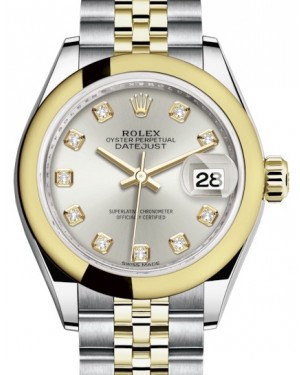 Rolex Lady Datejust 28 Yellow Gold/Steel Silver Diamond Dial & Smooth Domed Bezel Jubilee Bracelet 279163 - BRAND NEW