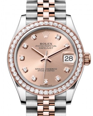 Rolex Lady-Datejust 31 Rose Gold/Steel Rose Diamond Dial & Diamond Bezel Jubilee Bracelet 278381RBR - BRAND NEW