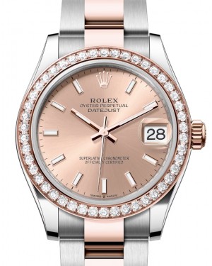 Rolex Lady-Datejust 31 Rose Gold/Steel Rose Index Dial & Diamond Bezel Oyster Bracelet 278381RBR - BRAND NEW