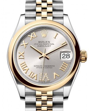Rolex Lady-Datejust 31 Yellow Gold/Steel Silver Roman Diamond VI Dial & Smooth Domed Bezel Jubilee Bracelet 278243 - BRAND NEW