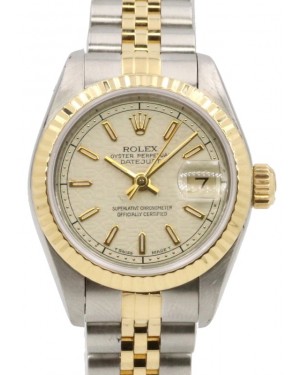 Rolex Lady-Datejust Steel Yellow Gold White Jubilee Index Dial Gold Fluted Bezel Jubilee Bracelet 69173 - PRE-OWNED