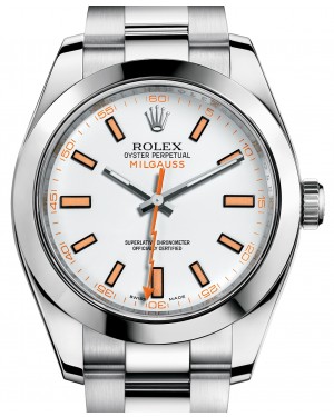 Rolex Milgauss Stainless Steel White Dial Smooth Bezel Oyster Bracelet 116400 - BRAND NEW