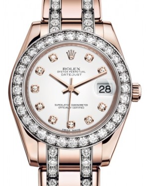 Rolex Pearlmaster 34 Rose Gold White Diamond Dial & Diamond Bezel Diamond Set Pearlmaster Bracelet 81285 - BRAND NEW