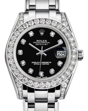 Rolex Pearlmaster 34 White Gold Black Diamond Dial & Diamond Set Case & Bezel Pearlmaster Bracelet 81159 - BRAND NEW