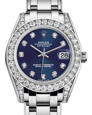 Rolex Pearlmaster 34 White Gold Blue Diamond Dial & Diamond Set Case & Bezel Pearlmaster Bracelet 81159 - BRAND NEW
