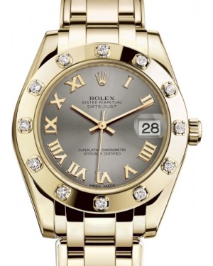 Rolex Pearlmaster 34 Yellow Gold Steel Roman Dial & Diamond Set Bezel Pearlmaster Bracelet 81318 - BRAND NEW