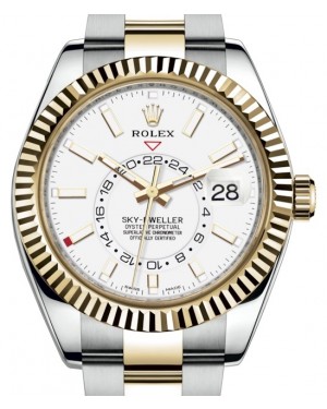 Rolex Sky-Dweller Yellow Gold/Steel White Index Dial Oyster Bracelet 326933 - BRAND NEW