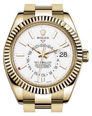 Rolex Sky-Dweller Yellow Gold White Index Dial Oyster Bracelet 326938 - BRAND NEW