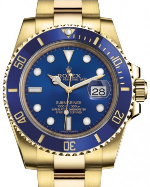Blue Dial, 18k Yellow Gold Rolex Submariner Watches ON SALE