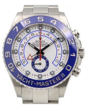 Rolex Yacht-Master II Stainless Steel 44mm White Dial Blue Hands Ceramic Bezel 116680 - PRE-OWNED 