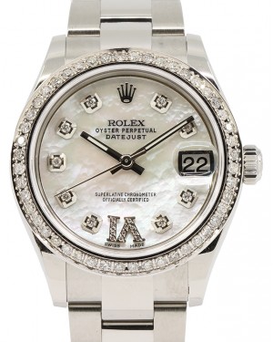 Rolex Datejust 31 Lady Midsize Stainless Steel White Mother of Pearl Roman Diamond VI Dial & Diamond Bezel Oyster Bracelet 278240 - BRAND NEW