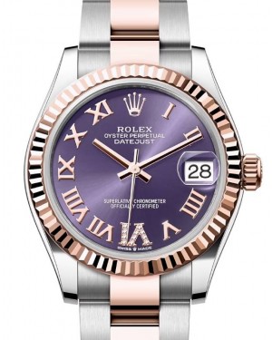 Rolex Datejust 31 Rose Gold/Steel Aubergine Dial & Fluted Bezel Oyster Bracelet 278271 - BRAND NEW