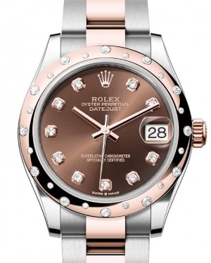 Rolex Datejust 31 Rose Gold/Steel Chocolate Dial & Domed Set Diamond Bezel Oyster Bracelet 278341RBR - BRAND NEW