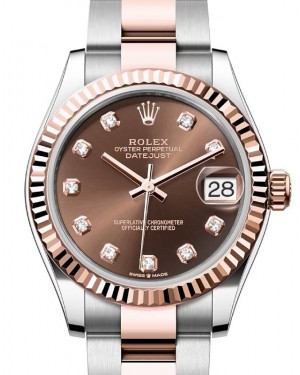 Rolex Datejust 31 Rose Gold/Steel Chocolate Diamond Dial & Fluted Bezel Oyster Bracelet 278271 - BRAND NEW