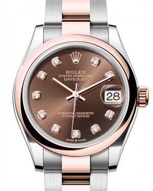 Rolex Datejust 31 Rose Gold/Steel Chocolate Diamond Dial & Smooth Domed Bezel Oyster Bracelet 278241 - BRAND NEW