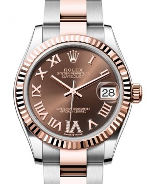 Rolex Datejust 31 Rose Gold/Steel Chocolate Roman Dial & Fluted Bezel Oyster Bracelet 278271 - BRAND NEW