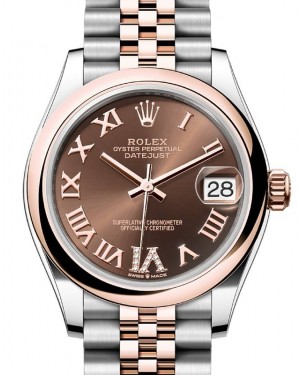 Rolex Datejust 31 Rose Gold/Steel Chocolate Roman Dial & Smooth Domed Bezel Jubilee Bracelet 278241 - BRAND NEW
