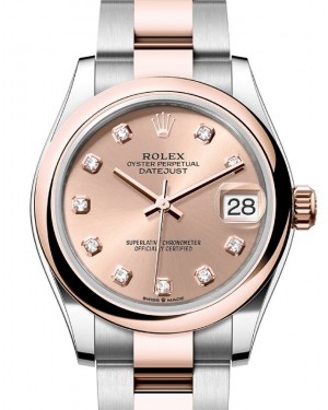 Rolex Datejust 31 Rose Gold/Steel Rose Diamond Dial & Smooth Domed Bezel Oyster Bracelet 278241 - BRAND NEW