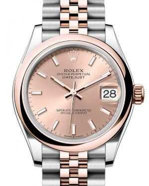 Rolex Datejust 31 Rose Gold/Steel Rose Index Dial & Smooth Domed Bezel Jubilee Bracelet 278241 - BRAND NEW