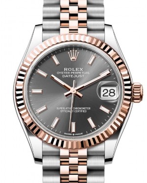 Rolex Datejust 31 Rose Gold/Steel Slate Index Dial & Fluted Bezel Jubilee Bracelet 278271 - BRAND NEW