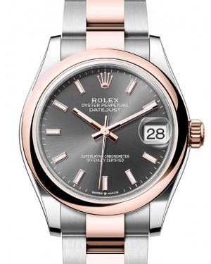 Rolex Datejust 31 Rose Gold/Steel Slate Index Dial & Smooth Domed Bezel Oyster Bracelet 278241 - BRAND NEW