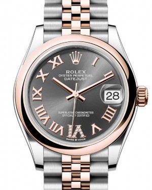 Rolex Datejust 31 Rose Gold/Steel Slate Roman Dial & Smooth Domed Bezel Jubilee Bracelet 278241 - BRAND NEW