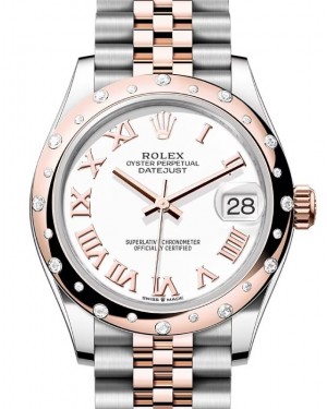 Rolex Datejust 31 Rose Gold/Steel White Dial & Domed Set Diamond Bezel Jubilee Bracelet 278341RBR - BRAND NEW